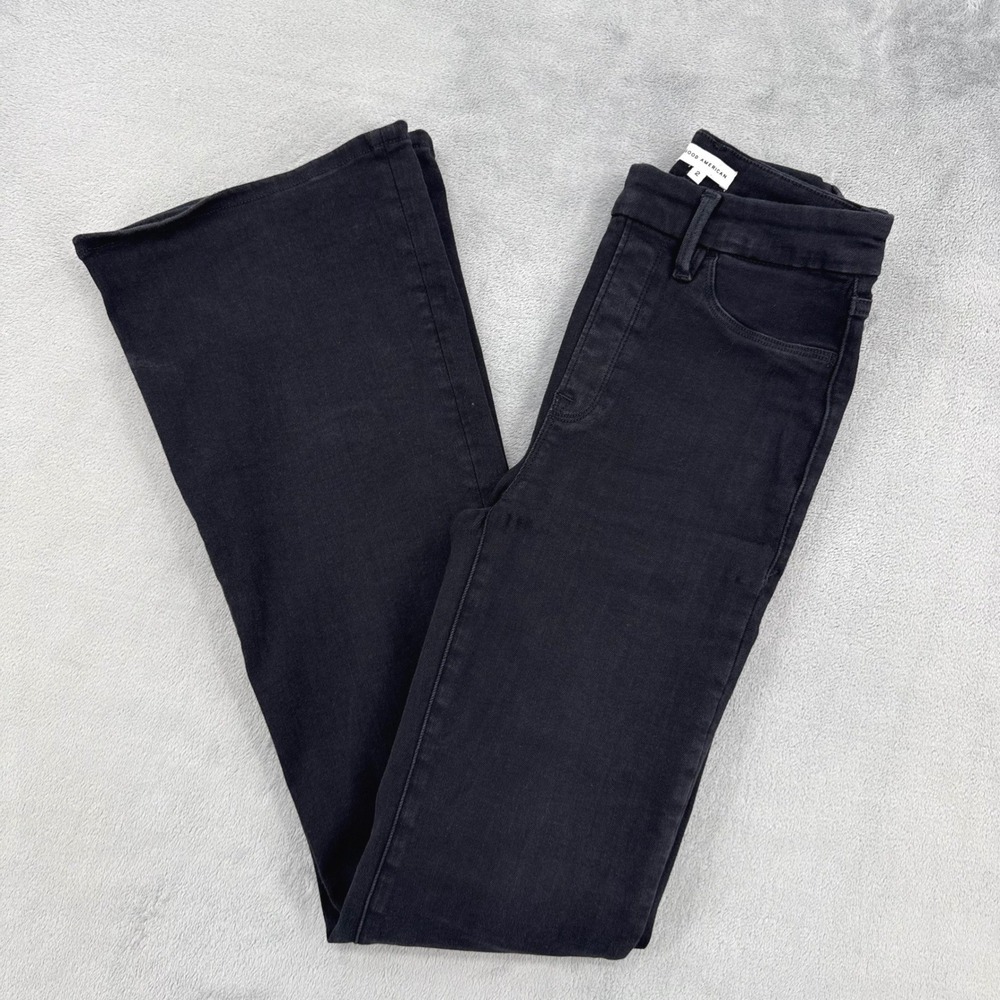 Good American Black High Waisted Flare Jeans Womens Size 2 Stretch Denim Pants